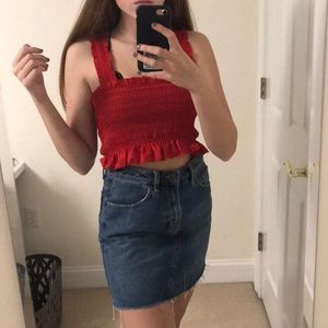3 for $17 / Red Ruffled Crop Top